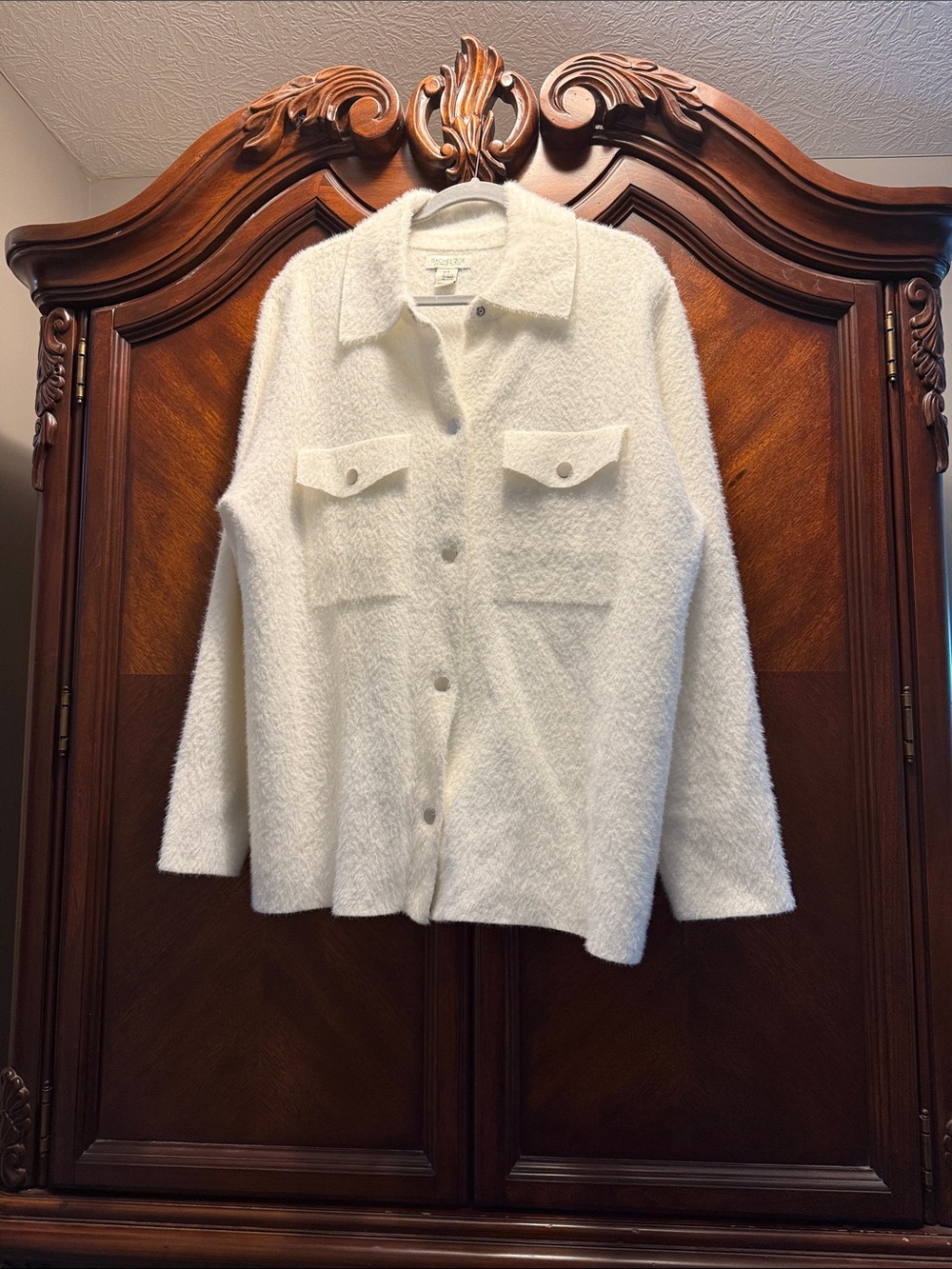 Rachel Zoe Cream Button-Front Teddy Shacket